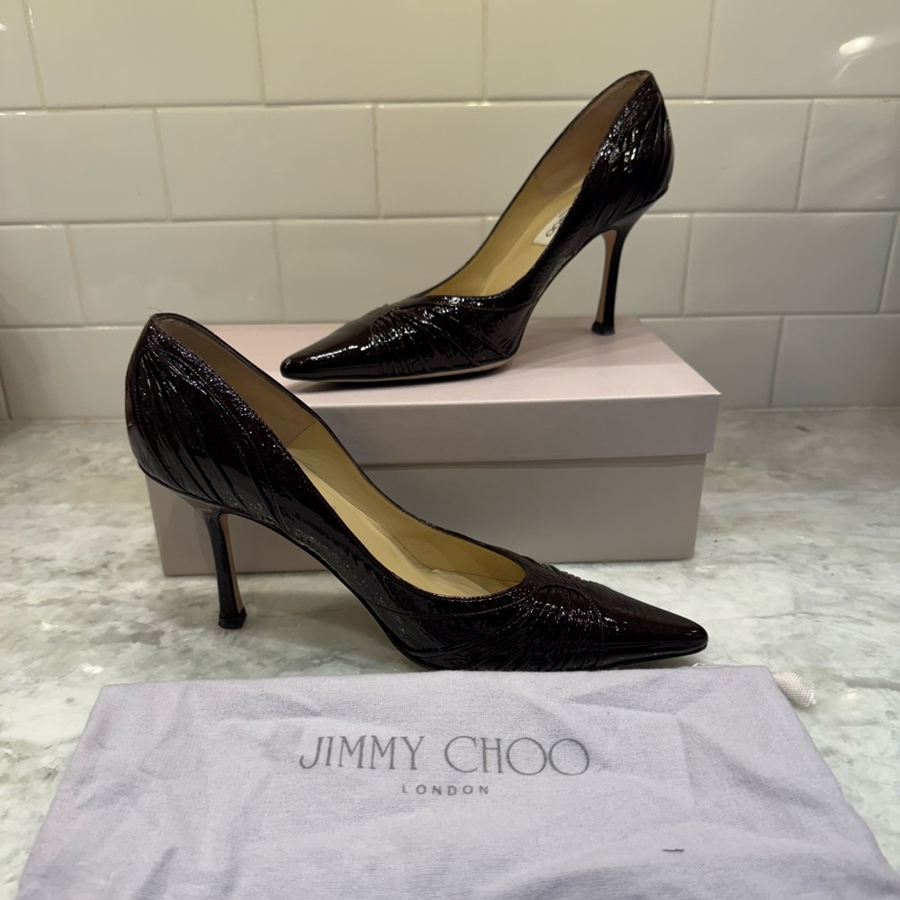Jimmy Choo Dark Red Patent Leather Heels